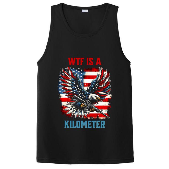 Wtf Is A Kilometer Eagle Badge American Flag PosiCharge Competitor Tank