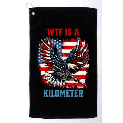 Wtf Is A Kilometer Eagle Badge American Flag Golf Towel