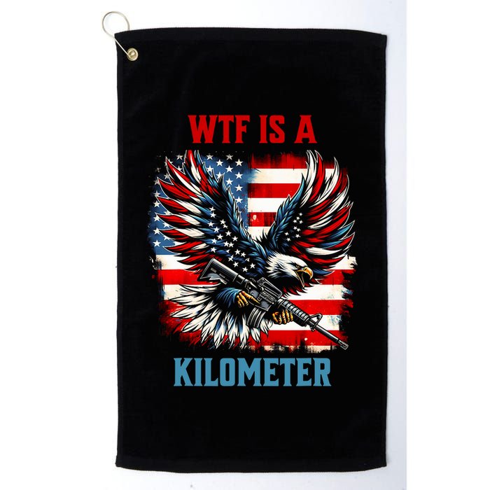 Wtf Is A Kilometer Eagle Badge American Flag Golf Towel