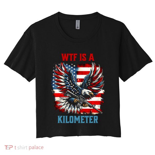 Wtf Is A Kilometer Eagle Badge American Flag Crop Top