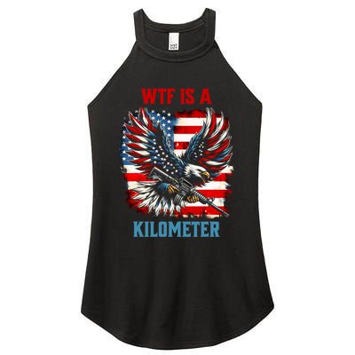Wtf Is A Kilometer Eagle Badge American Flag Women's Perfect Tri Rocker Tank