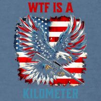 Wtf Is A Kilometer Eagle Badge American Flag Garment-Dyed Sweatshirt