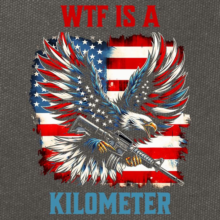 Wtf Is A Kilometer Eagle Badge American Flag Cotton Canvas Backpack