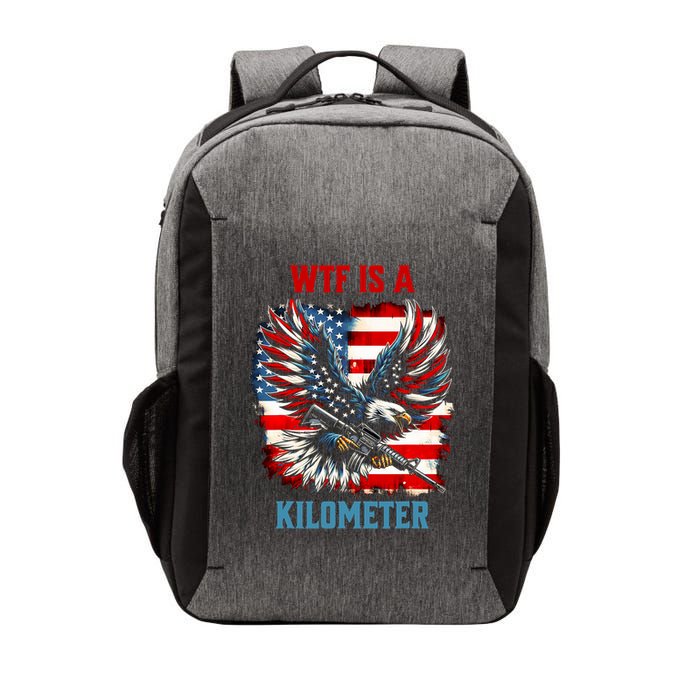 Wtf Is A Kilometer Eagle Badge American Flag Vector Backpack