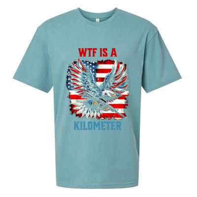 Wtf Is A Kilometer Eagle Badge American Flag Sueded Cloud Jersey T-Shirt