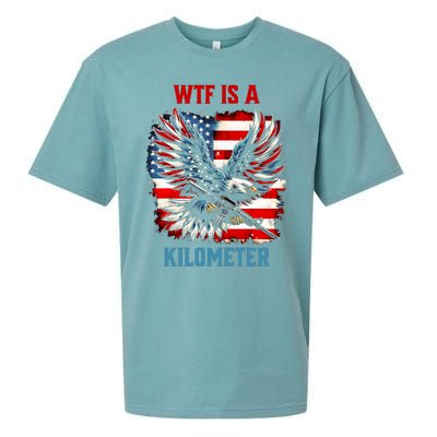 Wtf Is A Kilometer Eagle Badge American Flag Sueded Cloud Jersey T-Shirt