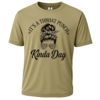 Women ItS A Throat Punch Kind Of Day Sarcastic Messy Bun W Cooling Performance Crew T-Shirt