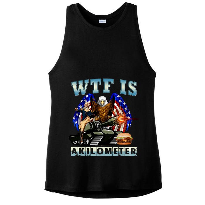 Wtf Is A Kilometer Eagle Badge American Signature Burger Ladies PosiCharge Tri-Blend Wicking Tank