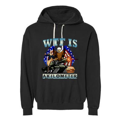 Wtf Is A Kilometer Eagle Badge American Signature Burger Garment-Dyed Fleece Hoodie