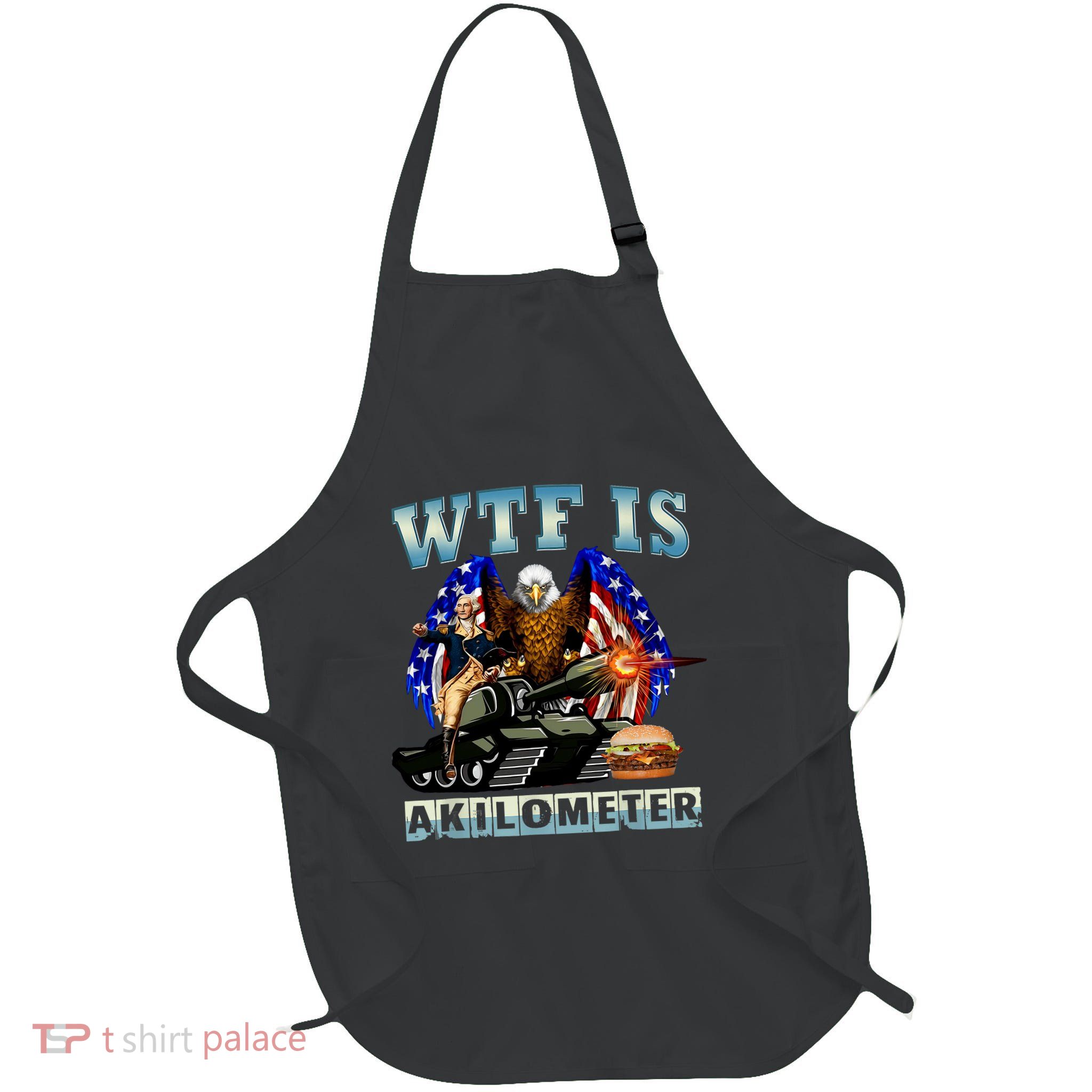 Wtf Is A Kilometer Eagle Badge American Signature Burger Full-Length Apron With Pockets