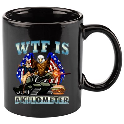 Wtf Is A Kilometer Eagle Badge American Signature Burger 11oz C Handle Ceramic Mug