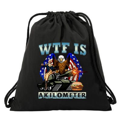 Wtf Is A Kilometer Eagle Badge American Signature Burger Drawstring Bag