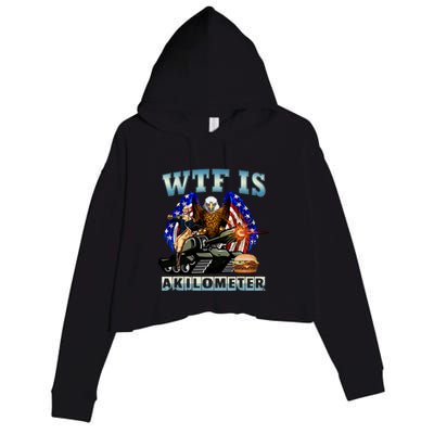 Wtf Is A Kilometer Eagle Badge American Signature Burger Crop Fleece Hoodie
