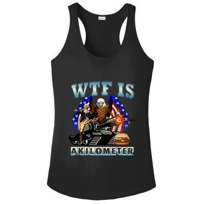 Wtf Is A Kilometer Eagle Badge American Signature Burger Ladies PosiCharge Competitor Racerback Tank