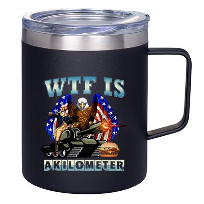 Wtf Is A Kilometer Eagle Badge American Signature Burger 12oz Stainless Steel Coffee Mug