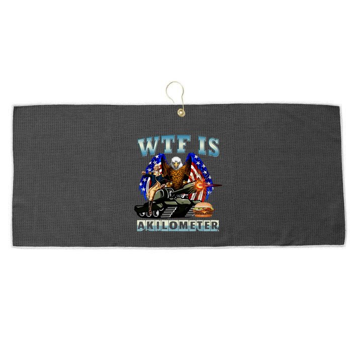 Wtf Is A Kilometer Eagle Badge American Signature Burger Large Microfiber Waffle Golf Towel
