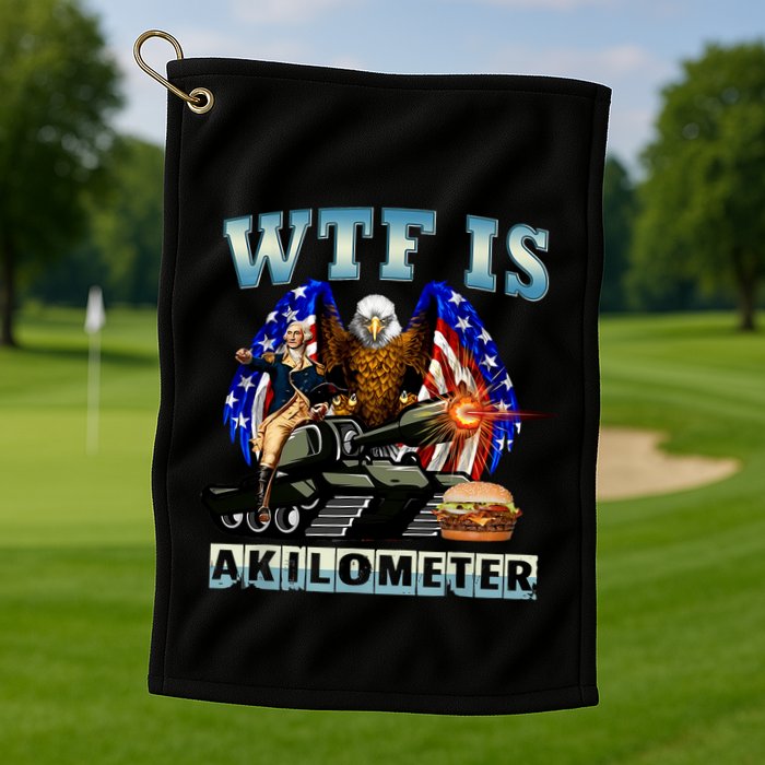 Wtf Is A Kilometer Eagle Badge American Signature Burger Golf Towel