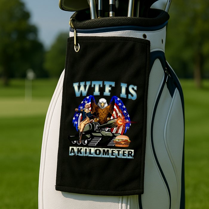 Wtf Is A Kilometer Eagle Badge American Signature Burger Golf Towel