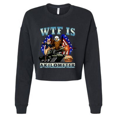 Wtf Is A Kilometer Eagle Badge American Signature Burger Cropped Pullover Crew