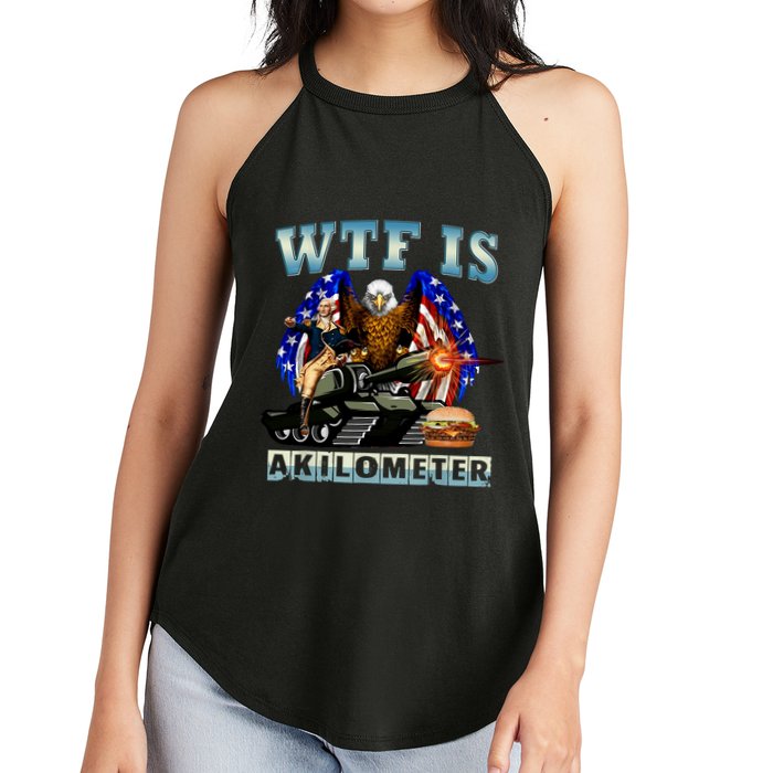 Wtf Is A Kilometer Eagle Badge American Signature Burger Women's Perfect Tri Rocker Tank