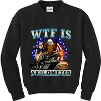Wtf Is A Kilometer Eagle Badge American Signature Burger Kids Sweatshirt