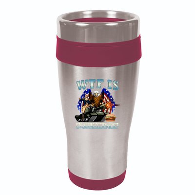 Wtf Is A Kilometer Eagle Badge American Signature Burger 16oz Travel Tumbler