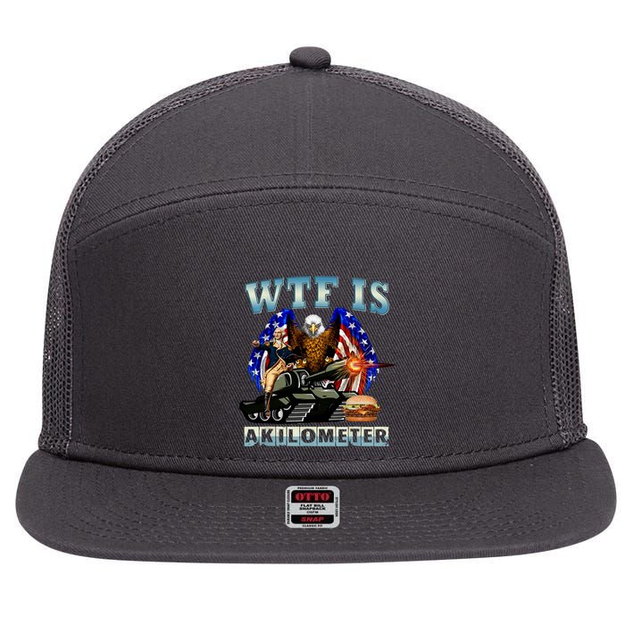 Wtf Is A Kilometer Eagle Badge American Signature Burger 7 Panel Mesh Trucker Snapback Hat
