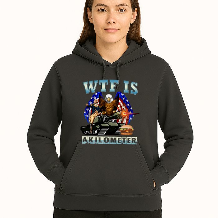 Wtf Is A Kilometer Eagle Badge American Signature Burger Hoodie