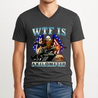 Wtf Is A Kilometer Eagle Badge American Signature Burger V-Neck T-Shirt