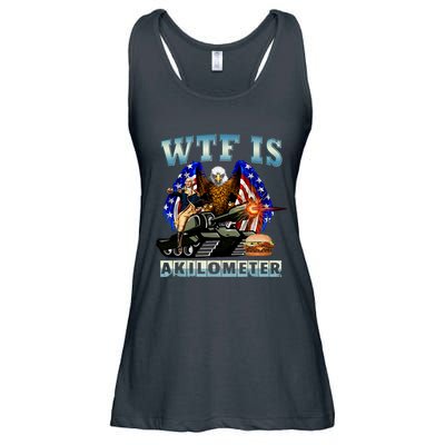 Wtf Is A Kilometer Eagle Badge American Signature Burger Ladies Essential Flowy Tank