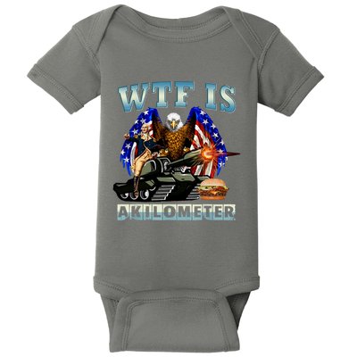 Wtf Is A Kilometer Eagle Badge American Signature Burger Baby Bodysuit