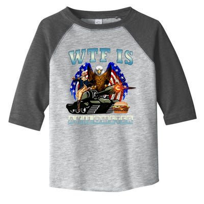 Wtf Is A Kilometer Eagle Badge American Signature Burger Toddler Fine Jersey T-Shirt