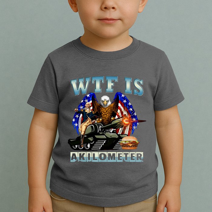 Wtf Is A Kilometer Eagle Badge American Signature Burger Toddler T-Shirt