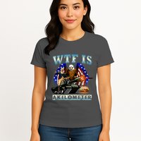 Wtf Is A Kilometer Eagle Badge American Signature Burger Womens T-Shirt