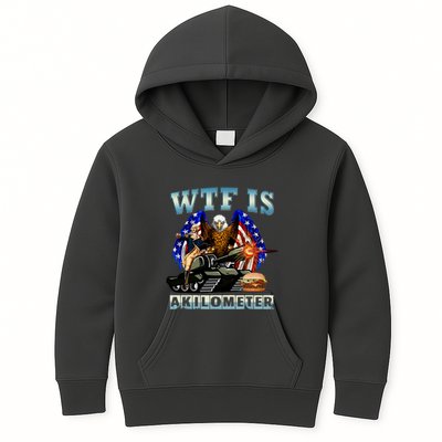 Wtf Is A Kilometer Eagle Badge American Signature Burger Kids Hoodie