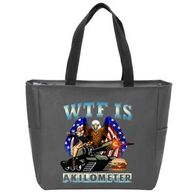 Wtf Is A Kilometer Eagle Badge American Signature Burger Zip Tote Bag