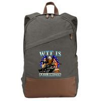 Wtf Is A Kilometer Eagle Badge American Signature Burger Cotton Canvas Backpack