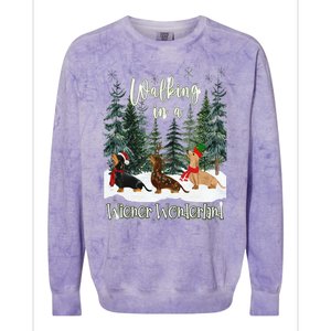 Walking In A Wiener Wonderland Dachshund Trio Colorblast Crewneck Sweatshirt