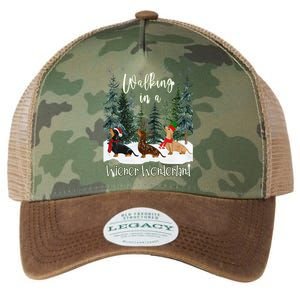 Walking In A Wiener Wonderland Dachshund Trio Legacy Tie Dye Trucker Hat