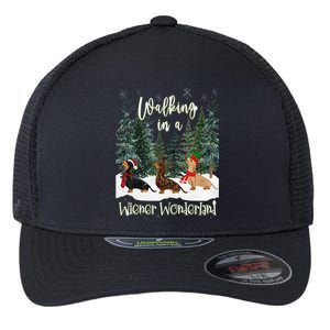 Walking In A Wiener Wonderland Dachshund Trio Flexfit Unipanel Trucker Cap