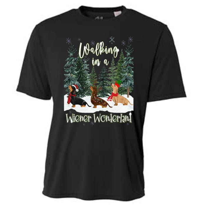 Walking In A Wiener Wonderland Dachshund Trio Cooling Performance Crew T-Shirt