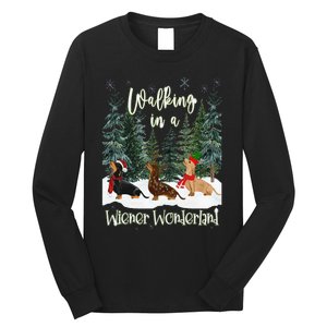 Walking In A Wiener Wonderland Dachshund Trio Long Sleeve Shirt