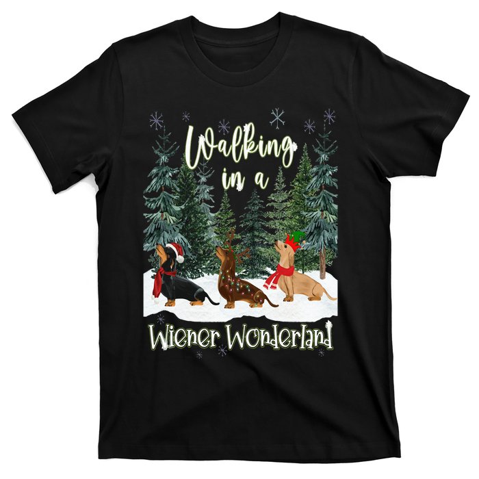 Walking In A Wiener Wonderland Dachshund Trio T-Shirt