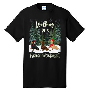 Walking In A Wiener Wonderland Dachshund Trio Tall T-Shirt