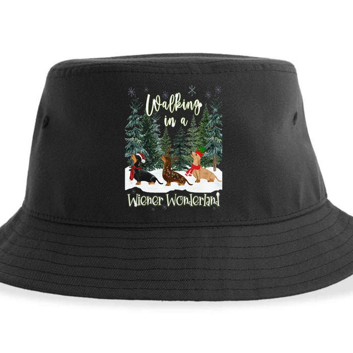 Walking In A Wiener Wonderland Dachshund Trio Sustainable Bucket Hat