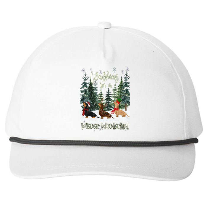 Walking In A Wiener Wonderland Dachshund Trio Snapback Five-Panel Rope Hat