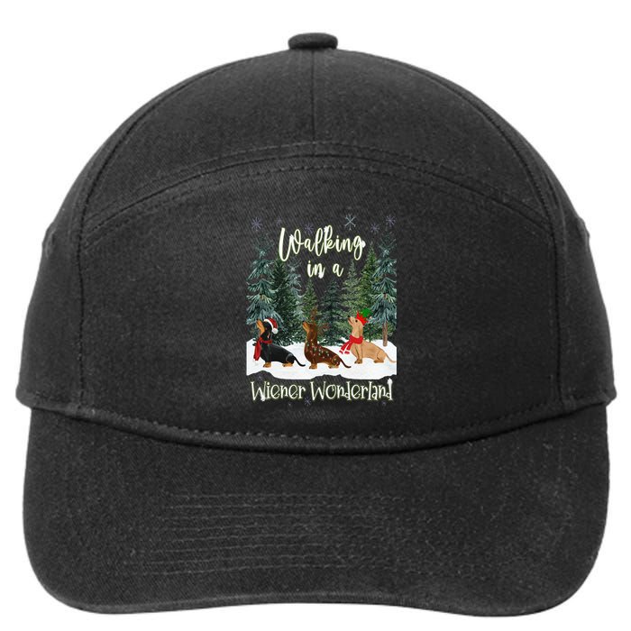 Walking In A Wiener Wonderland Dachshund Trio 7-Panel Snapback Hat