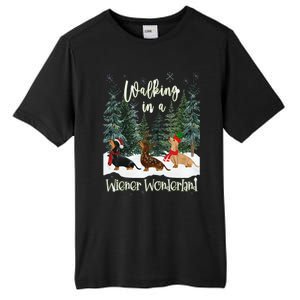 Walking In A Wiener Wonderland Dachshund Trio Tall Fusion ChromaSoft Performance T-Shirt