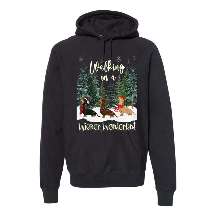 Walking In A Wiener Wonderland Dachshund Trio Premium Hoodie