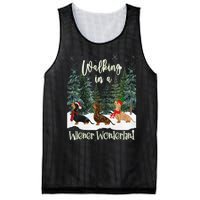 Walking In A Wiener Wonderland Dachshund Trio Mesh Reversible Basketball Jersey Tank